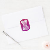 Glam Pink & White Trendy Lingerie Douche Favor Ronde Sticker (Envelop)