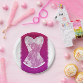 Glam Pink & White Trendy Lingerie Shower Party Papieren Bordje (Feest)