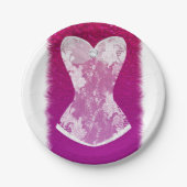 Glam Pink & White Trendy Lingerie Shower Party Papieren Bordje (Voorkant)