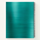 Glam Plain Brushed Metallic Blauwgroen monogram Notitieboek (Achterkant)