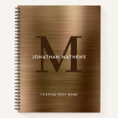Glam Plain Brushed Metallic Gold Monogram Notitieboek (Voorkant)