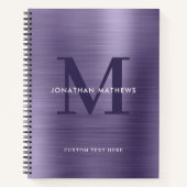 Glam Plain Brushed Metallic Lavender Monogram Notitieboek (Voorkant)