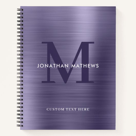 Glam Plain Brushed Metallic Lavender Monogram Notitieboek (Voorkant)