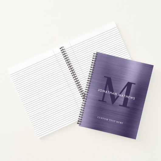 Glam Plain Brushed Metallic Lavender Monogram Notitieboek (Binnen)