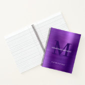 Glam Plain Brushed Metallic Paars Monogram Notitieboek (Binnen)