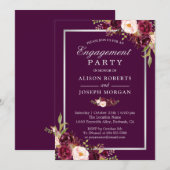Glam Plum Paars Floral Wedding Engagement Party Kaart (Voorkant / Achterkant)