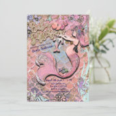 Glam Prego Mermaid Gold Glitter Baby shower Kaart (Staand voorkant)