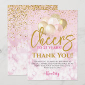 Glam proost op 21 jaar 21ste verjaardag bedankkaart (Voorkant / Achterkant)