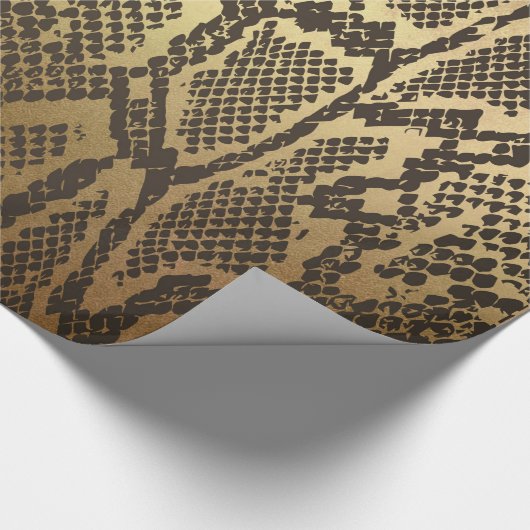 Glam Python Snake Skin Golden Shiny Wrappapier Cadeaupapier (Hoek)