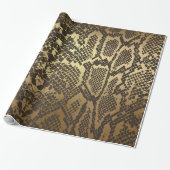 Glam Python Snake Skin Golden Shiny Wrappapier Cadeaupapier (Uitgerold)