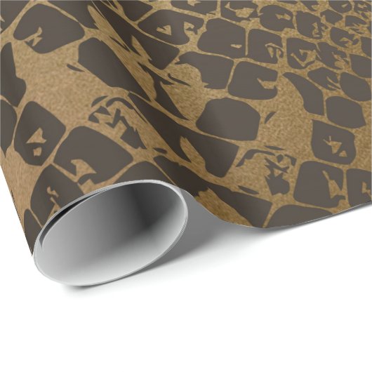 Glam Python Snake Skin Golden Shiny Wrappapier Cadeaupapier (Rol Hoek)