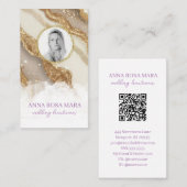 *~* Glam QR Agate Ivoor Goud Glitter FOTO AP66 Visitekaartje (Voorkant / Achterkant)