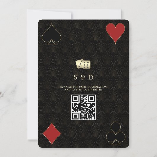 Glam QR Code Art Deco Gatsby Casino Poker Wedding Kaart (Achterkant)