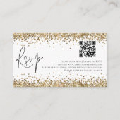 Glam QR Code Gold Glitter Weddenschap RSVP Informatiekaartje (Voorkant)