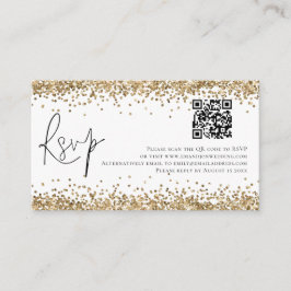 Glam QR Code Gold Glitter Weddenschap RSVP Informatiekaartje