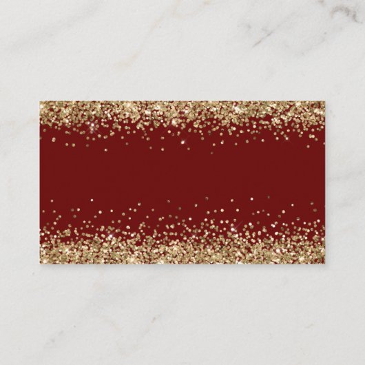 Glam QR Code Gold Glitter Wedding Burgundy RSVP Informatiekaartje (Achterkant)