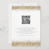 Glam QR-code Gouden Glitter Randen Bruiloft Kaart (Achterkant)