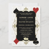 Glam QR-code Kunst Deco Casino Vegas Poker Trouwda Kaart (Voorkant)