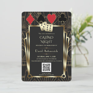 Glam QR Code Las Vegas Casino Night Afstuderen Kaart