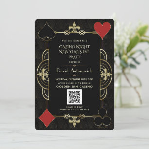 Glam QR Code Vegas Casino Nacht nieuwe jaren oud Kaart