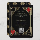 Glam QR Code Vegas Casino Night Kerstvakantie Kaart (Voorkant / Achterkant)