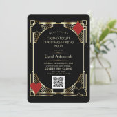 Glam QR Code Vegas Casino Night Kerstvakantie Kaart (Staand voorkant)