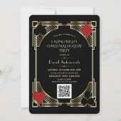 Glam QR Code Vegas Casino Night Kerstvakantie Kaart (Voorkant)