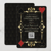 Glam QR Code Vegas Casino Night Kerstvakantie Kaart (Voorkant / Achterkant)