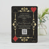 Glam QR Code Vegas Casino Night Kerstvakantie Kaart (Staand voorkant)