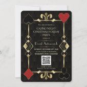Glam QR Code Vegas Casino Night Kerstvakantie Kaart (Voorkant)