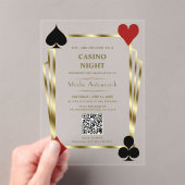 Glam QR Code Vegas Casino Night Man Afstuderen Acryl Uitnodigingen (Insitu (Draagbaar))