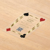 Glam QR Code Vegas Casino Night Man Afstuderen Acryl Uitnodigingen (Laagn)
