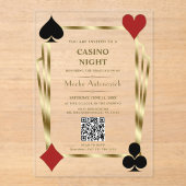 Glam QR Code Vegas Casino Night Man Afstuderen Acryl Uitnodigingen (Voorkant)