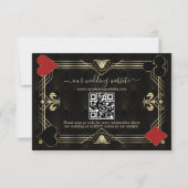 Glam QR Code Zwart Goud Art Deco Huwelijk RSVP Kaartje (Voorkant)