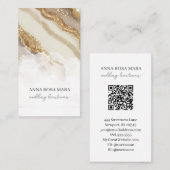 *~* Glam QR Luxe Agaat Ivoor Goud Glitter AP66 Visitekaartje (Voorkant / Achterkant)
