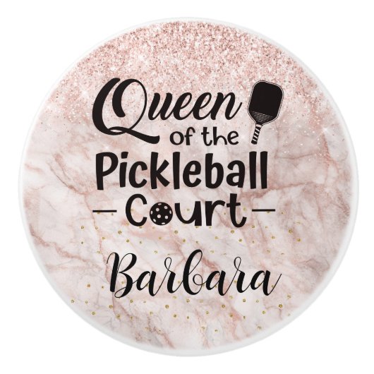 Glam Queen van het Pickleball Court Keramische Knop (Voorkant)