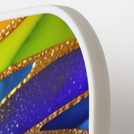 Glam Rainbow Abstract Pinrad Monogram Pickleball Paddle (Links Detail)