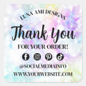 Glam Rainbow Crystal Diamond Dank u Bestellen Vierkante Sticker (Voorkant)