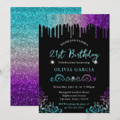 Glam Rainbow Glitter 21e verjaardag Kaart (Voorkant / Achterkant)
