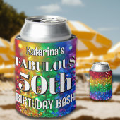 Glam Rainbow Glitter Fabulous 50 Birthday Party Blikjeskoeler