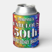 Glam Rainbow Glitter Fabulous 50 Birthday Party Blikjeskoeler (Blikje Voorkant)