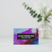 *~* Glam Rainbow QR Glitter Glitz Luxe Beauty Visitekaartje (Staand voorkant)