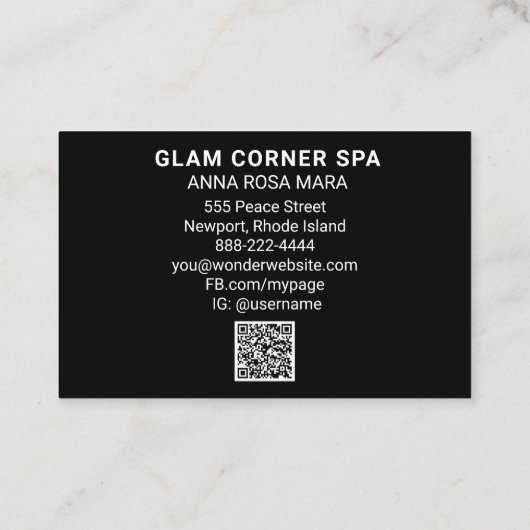 *~* Glam Rainbow QR Glitter Glitz Luxe Beauty Visitekaartje (Achterkant)