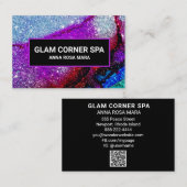 *~* Glam Rainbow QR Glitter Glitz Luxe Beauty Visitekaartje (Voorkant / Achterkant)