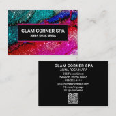 *~* Glam Rainbow QR Glitter Glitz Luxury Beauty Visitekaartje (Voorkant / Achterkant)