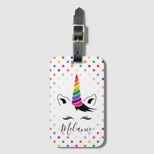 Glam Rainbow Unicorn Bagagelabel (Voorkant (verticaal))