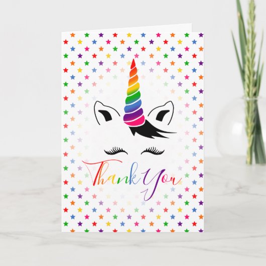 Glam Rainbow Unicorn Bedankt (Voorkant)