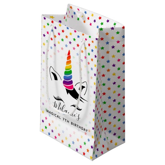 Glam Rainbow Unicorn Birthday Party Klein Cadeauzakje (Voorkant Gekanteld)