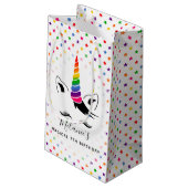 Glam Rainbow Unicorn Birthday Party Klein Cadeauzakje (Achterkant Gekanteld)