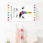 Glam Rainbow Unicorn Birthday Party Spandoek (Insitu)
